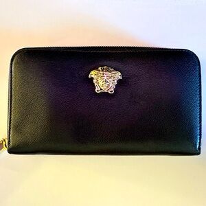 Versace La Medusa long black wallet